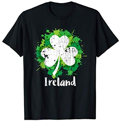 Irish Shamrock Splashes Of Green - Distressed Ireland T-Shirt
