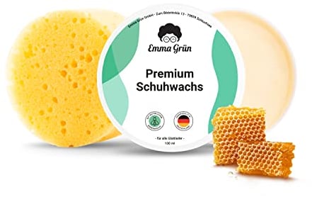 Cera d'Api per la Cura delle Scarpe in Pelle Incolore, Crema per Scarpe in Pelle con Spugna 100ml, Cura Naturale della Pelle per le Scarpe, Cura delle Scarpe in Pelle dalla Germania
