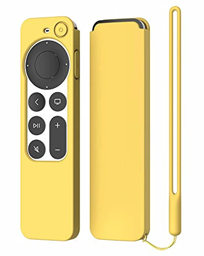 ARSUNOVO Protective Silicone Case Compatible with 2021 2022 Apple TV Siri 4K (2nd & 3nd Generation) Remote,Anti-Slipping Durable Full Protection, Shock Absorption Washable Case (Yellow)
