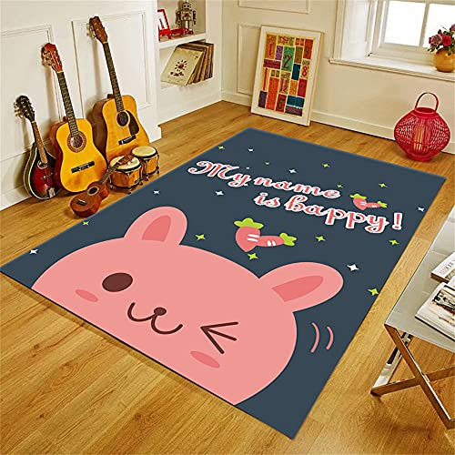 Teppich Vorzimmer Gebetsteppich Kinder Kleinkindmatte Rosa Bunny Muster Kristall Samtgewebe Weiche Touch 160X230CM Gamer Teppich