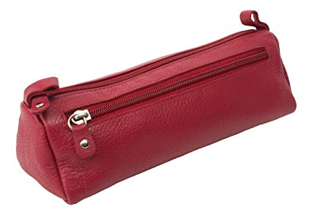 Wortmann dariya Leder Stifftemäppchen Federmappe Schlamperrolle schwarz rot 20 x 08 x 7,5 cm (rot)