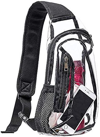 Clear Sling Bag, Stadion genehmigt, Mini PVC Crossbody Schulterrucksack, Transparent Casual Chest Daypack für Damen & Herren, Perfekt für Wandern, Stadion oder Konzerte