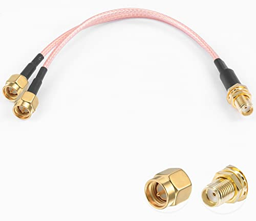 Vecys 3 Way SMA Splitter Cable - Dual Male Connector, 6 RG316 Coaxial Cable for 2G/3G/4G LTE Antenna, Router, Modem, MiFi