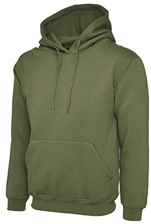 Mens Classic Plain Pullover Hooded Sweatshirt Hoodie Sweater (22 Colours) Military Green