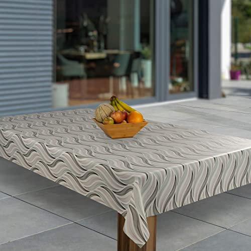 laro Wachstuch-Tischdecke Abwaschbar Garten-Tischdecke Wachstischdecke PVC Plastik-Tischdecken Eckig Meterware Wasserabweisend Abwischbar AS, Muster:Sahara Grau Rosa Schwarz, Größe:140x220