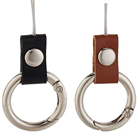 GORGECRAFT 2 PCS Porte-Clés avec Sangle Lanière Courte Noir Téléphone Portable Anneau de Doigt Charmes de Téléphone Grip Titulaires Sangle Boucle Béquille pour Petits Appareils Électroniques Clé