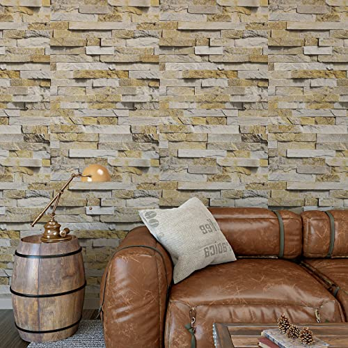 VaryPaper Tapete Steinoptik 3D Wandverkleidung 40cmx200cm Dekofolie Möbelfolie Vintage Klebefolie Selbstklebend Folie Küchenrückwand Küchentapeten Wasserdicht Wohnzimmer Bad Deko