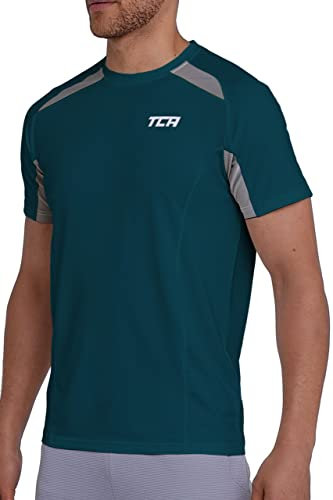 TCA Quick Dry T Shirt Gym Top for Men Short Sleeve Running Top Mens Gym Clothes - Spruced Up, S