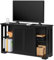 Yaheetech Aparador Armario de Cocina Aparador para Salon con Puerta Corredera Vitrinas de Estrecho para Salón Sala de Estar 107 x 33 x 63.5 cm Negro