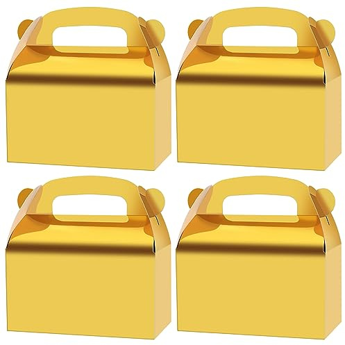 Oletx Geschenkboxen aus Papier, mit Griffen, goldfarben, 30 Stück Perfekt für Hochzeit, Geburtstag, Abschlussfeier, Babyparty.