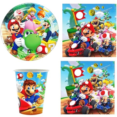 Mstnoixgc 73Pcs Partygeschirr Deko, Geburtstag Party Set, Partygeschirr-Mit Teller, Becher, Servietten, Tischdecke, Trinkhalme