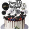 Yunchu Online Happy 17th Birthday Tortendeko Schwarz Tortendeko 17 Geburtstag Deko Kuchen Topper 17 jahre Junge Mädchen Kuchendeko 17. Geburtstag Schwarz Tortendeko für 17. Geburtstag Cupcake Toppers