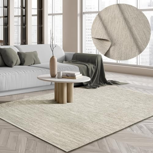 the carpet Boho Natur Wool Handgewebter Wollteppich im natürlichen skandinavischen Boho-Look, Handarbeit für einen einzigartigen Stil, Beige Creme, 120 x 170 cm