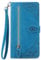 NEXCURIO Zip Wallet Case Compatible with Samsung Galaxy S8 / G950F Phone Case Wallet with Credit Card Holder Strap Stand Women Leather Flip Case Floral Folding Cover Shockproof - Blue