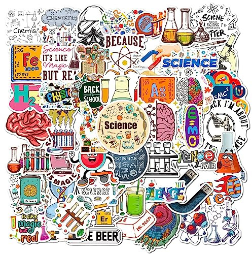 50 Stück Labor Physik Biologie Aufkleber Laptop Telefon Gitarre Skateboard Motorrad Fahrrad Vinyl Stickers Wasserdicht Ästhetisch Student Wissenschaftlich Aufkleber für Jugendliche Kinder Erwachsene