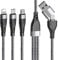 Unillous Multi Charger Cable, [1.2M] USB A/USB C 5 in 1 Multiple Charging Cable Nylon Braided Fast Charge with iP Micro USB Type C Connector for Android Samsung, Huawei, Nokia, LG, Kindle, PS5