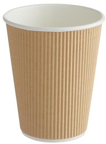 GRADISCO - Bicchieri in cartoncino ondulato kraft doppia parete da 360ml / 12oz, Riciclabile, Rivestimento in PE adatto per bevande calde, cappuccino, thè, cioccolata - Bicchiere monouso (50)