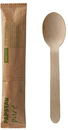 50 Löffel, Holz pure 16 cm einzeln verpackt in Papierbeutel