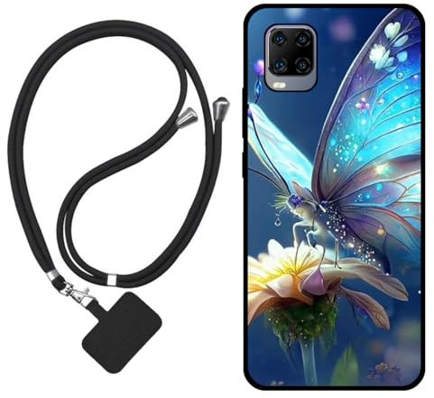 Sunrive Coque Compatible avec ZTE Smartphone AXON 11 5G,TPU Étui Housse Protecteur Souple Gel Mat Back Cover Mignon Motifs Antichoc Case(Papillon,Fleur)+1x Universelle Dragonne