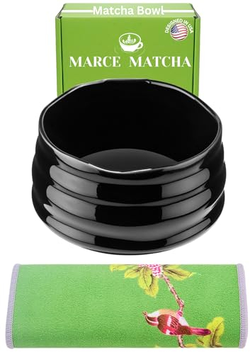 Marce Matcha-Schüssel-Set – Matcha-Schüssel und Handtuch (schwarz)