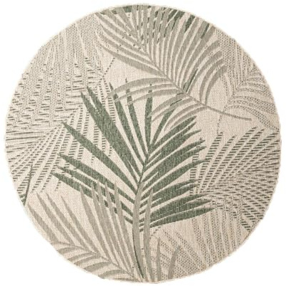 FRAAI | Home & Living In- & Outdoor Teppich Rund - Tiga Palm Grün - Wetterfest - Polypropylen - Ø 120 cm - Wohnzimmer, Esszimmer, Balkon, Garten/Terrasse, Flur - Terrasse Teppich - Outdoor Rug