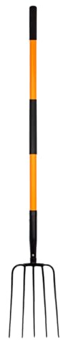 VNIMTI Pitch Fork for Gardening, 5 Tine Pitchfork Heavy Duty with Fiberglass Handle, 58 Inches