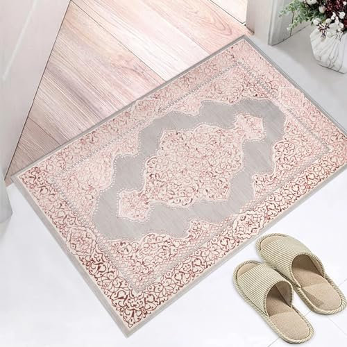 cozily® Soft Pile Classic Door Mats Indoor With Jute Backing, Sarina 60x110cm, Pink, Washable Rugs For Living Room, Hallway, Bedroom Corridor And Inside Welcome Mat.