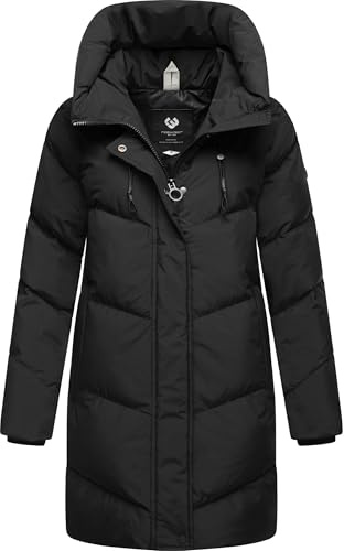 Ragwear Damen Mantel lange warme wasserdichte Winterjacke mit hohem Kragen und Kapuze Avelin YOUMODO XS-3XL