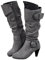 Onsoyours Stivali Alti Donna Stivaletti in Pelle Scamosciata Boots con Zip Stivali Lungo Stivaletti Eleganti Autunnali Invernali Tinta Unita con Tacco a Blocco A Grigio 36 EU