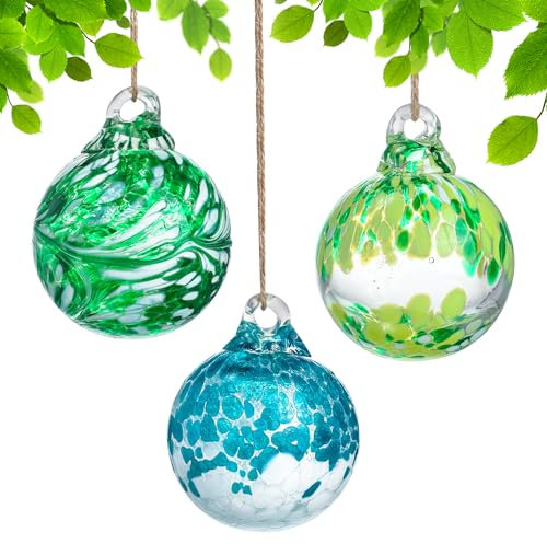 Handmade Christmas Glass Ball Ornaments Set of 3 Glass Baubles Ornaments Decor for Outdoor Christmas Tree Decor