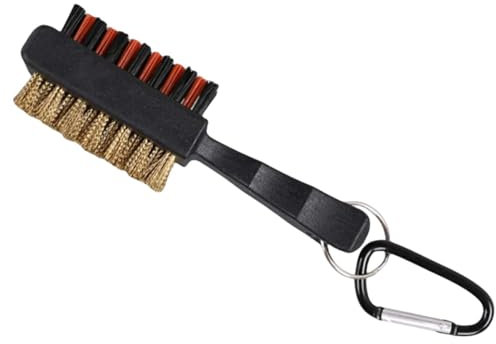 Golf Club Brush Groove Cleaner Tools Dual Sided,Golf Accessories Cleaning Brushes Metal Nylon Portable Pocket Durable for Irons Balls Shoes Spike Easy Attach to Golf Bag (1 Pack)