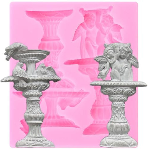 XMOLDNMS Fountain Angel Silicone Moulds Fondant Chocolate Moulds Ice Cream Donut Mould for Cake Decorating Cupcake Topper Gum Paste Candy Polymer Clay