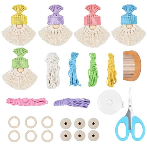 HO2NLE 6 Set DIY Macrame Kit Macrame Christmas Kit for Beginners Christmas Macrame Kit Macrame Christmas Craft Kit Wall Door Hanging Decoration for Xmas Tree Hanging Decorations Idea Gift