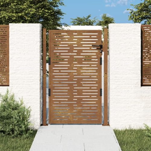 ShGaxin Porte de jardin en acier Corten design carré 105 x 155 cm, portes de jardin, portes extérieures, clôture de jardin, grilles pour portes d'entrée153199