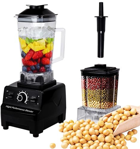 Blender Smoothie Maker 4500W, 2L Double Cups Smoothie Maker with 600ml Grinder, Jug Blenders for Kitchen, Smoothie Blender Max 48000 RPM, 6 Sharp Blades,For Liquidisers,Ice,Fruit,Meat
