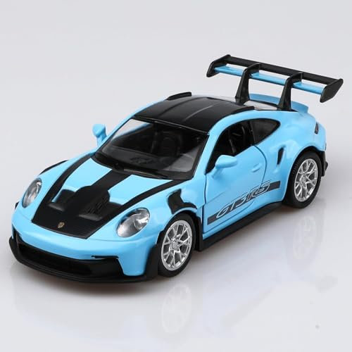 BGHSCA 1/36 Maßstab Porsche 911 GT3 RS Auto Modelle, Sammlerstücke Diecast Pull Back Fahrzeuge Porsche 911 GT3 RS Spielzeugauto Geschenke für Jungen Mädchen (Blau)