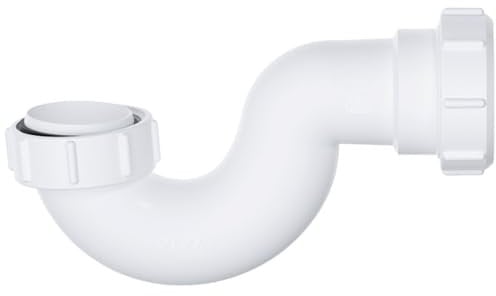 Hulthor Easy-Fit Bath Trap – 40mm Shallow Bath/Shower Waste P Trap, White for Baths & Showers, 1.1/2 Inch