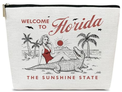 Ythuil Florida Make-up-Tasche für Mädchen, Reise-Kosmetiktasche für Geldbörse, Geburtstagsgeschenk für Frauen, Freundinnen, BFF, Reisende, Schwester, Florida-Souvenirs, Stadtreise-Organizer, Bunt