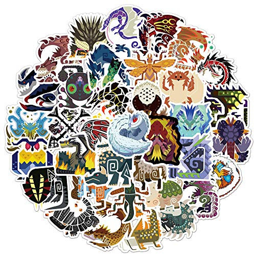 100 Monsters Hunters Stickers, Cute Figures Waterproof Sticker, Game Monsters Hunters Vinyl for Mug, Skateboard, Book