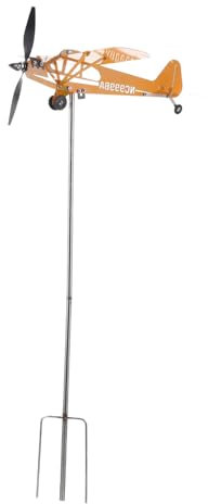 YXKJHH Veleta de avión, Veleta biplano, Veleta para Exteriores, Veleta giratoria para Techo, decoración de jardín, Molinillo de Viento para Patio, Veleta de avión, Hierro Amarillo
