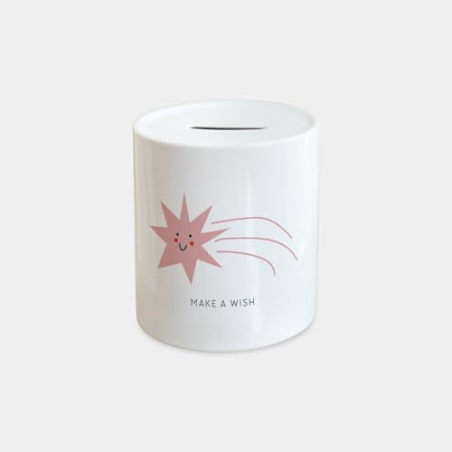 Odernichtoderdoch Spardose „Sternschnuppe - Sparbüchse aus Keramik mit Einwurfschlitz und Gummistopfen, Geschenk, Make a Wish