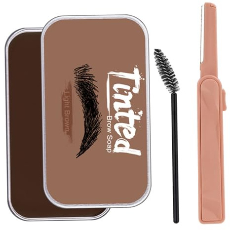 Augenbrauen-Seifen-Set, langlebiges Augenbrauen-Styling, Formwachs mit -Trimmer-Bürste, Braun