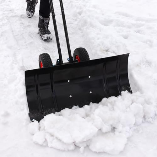 Pelle à Neige réglable avec Roues, 5 Niveaux de Hauteur, Largeur de 74 cm, Conception à Deux poignées, Pelle Robuste pour Une stabilité Accrue.