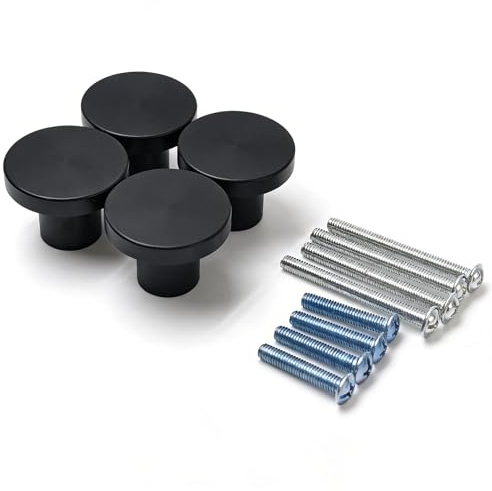 CrestHaven 4 Pack Small Door Knobs, Black Knobs for Cupboards, Elegant Black Drawer Knobs, Cabinet Hardware