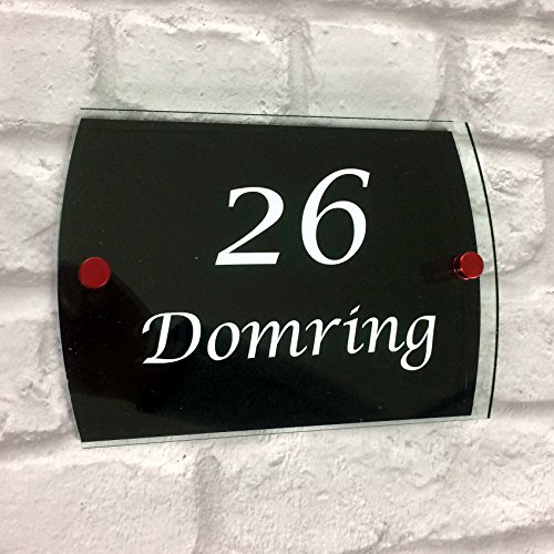 DSD Supplies Ltd - Targa in acrilico personalizzabile con numero civico e nome della strada, effetto vetro moderno