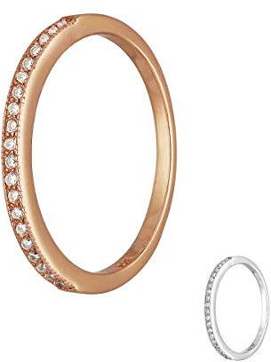 Treuheld® | Schmaler Ring aus 925 Sterling Silber | in Roségold mit Zirkonia - Kristallen | Ringgröße 60 | Breite 1,8mm | Damen | Vorsteckring