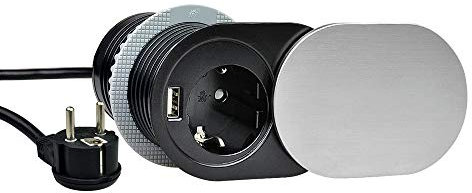 Design Light Slidebox Alu 1x Schuko 1x USB