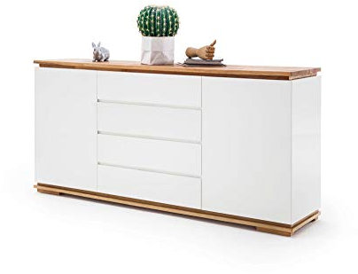 Newfurn Sideboard Kommode Natur Anrichte Highboard Mehrzweckschrank II 172x81x 40 cm (BxHxT) II [Karatschi.Eight] in Eiche/Weiß Wohnzimmer Schlafzimmer Esszimmer
