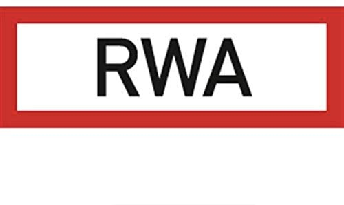 Schild Aufkleber RWA Rauchabzug selbstklebende Folie 297x105mm nach DIN 14406 made by MBS-SIGNS in Germany