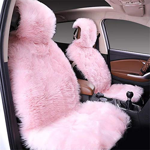 1 stück Lammfellbezug Auto Sitzbezug Lammfell Vordersitzbezug Universal Sitzbezüge (Pink)